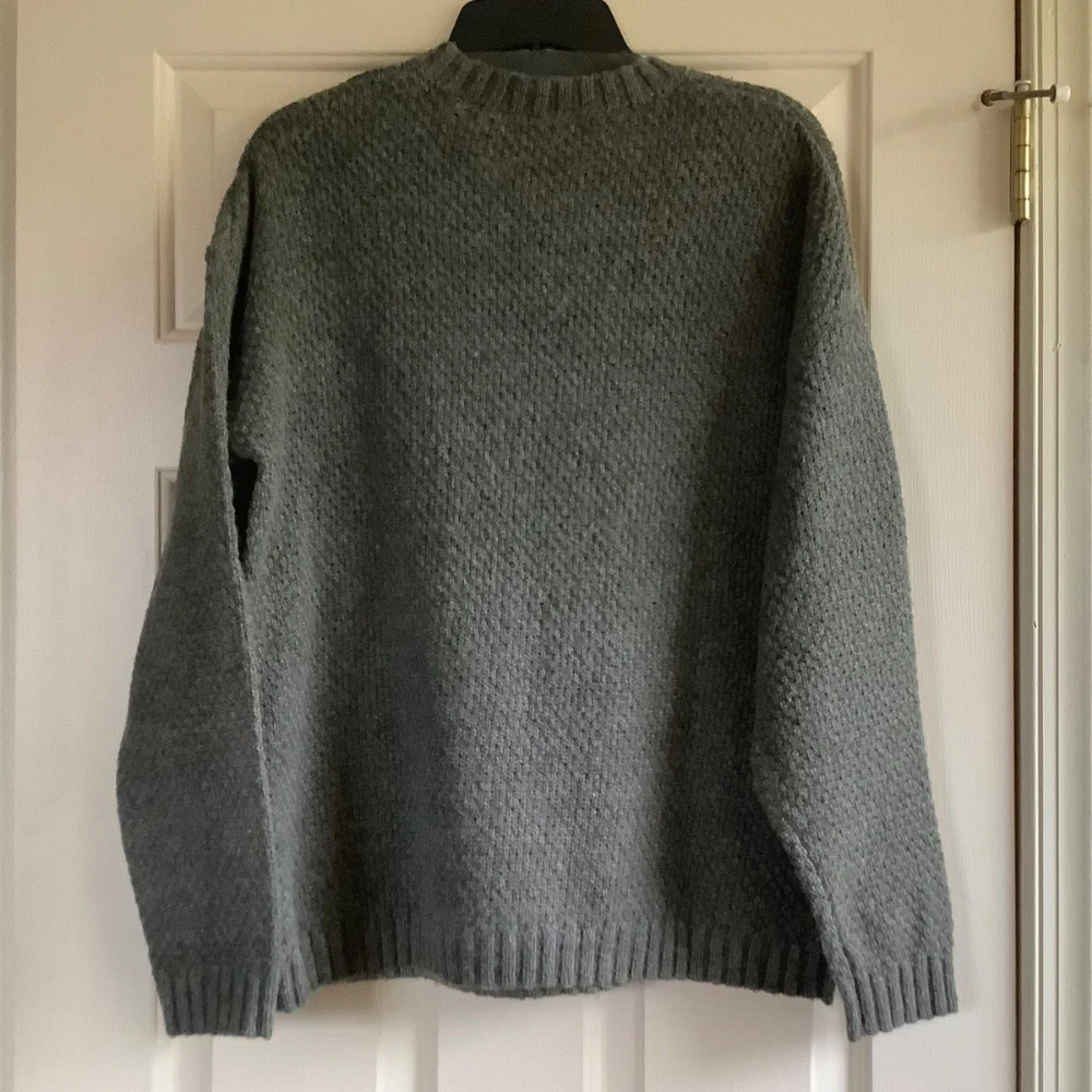 ZARA Men Cable Knit Sweater Gray Green SZ XL
